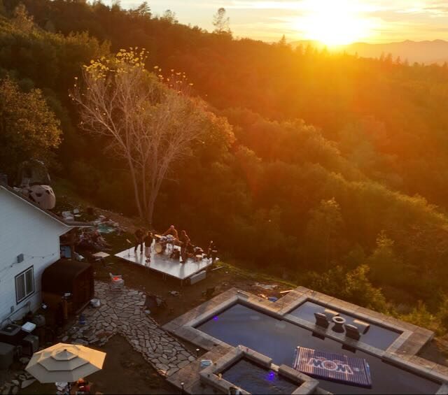 Hillside pool and spa at sunset